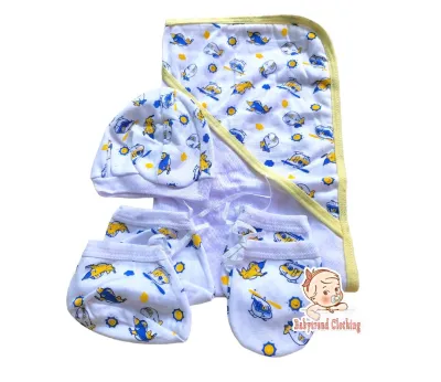 Newborn babyset starterpack cotton [[ hooded blanket 1hat 2mittens 1pair 2boties 1pair]]