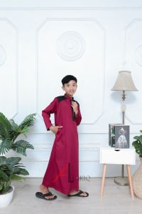 Jubah anak laki laki premium Warna Maroon 3- 16 Tahun lengan panjang