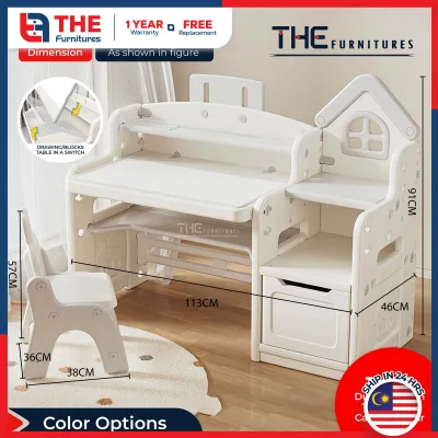 THE 2 in 1 Multifunctional Adjustable Children Learning Drawing Dining Table With Chair