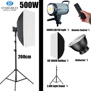 500W 60X90cm Softbox Photography Lighting Kit With Stand Remote For Live Vloging Streaming Video