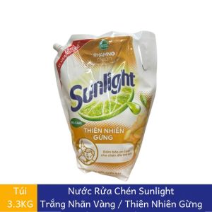 Nước rửa chén Sunlight Bio-care OK117 hương matcha gừng lô hội thiên nhiên giúp đánh bay dầu mỡ cứng đầu và khử mùi tanh hiệu quả túi 3.3kg