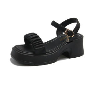 Free Shipping WomenS Sandals Summer Style New Design Suitable For Petite Women Thick-Soled With A Single Strap Fashionable Beach Shoes