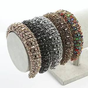Bling Crystal Beaded Padded Headband for Women Velvet Wide Hair Hoop Rhinestone Baroque Hair Accessories