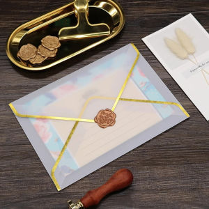 BWNTIX Gift Packing Stationary 17.512.5CM Transparent Printing Message Card Sulfuric Acid Paper Envelope Acid Paper Paper Envelope Hot Stamping Envelope