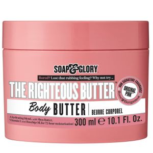 Soap & Glory The Righteous Moisturizing Body Butter - Hydrating Vegan Body Moisturizer for Dry Skin with Shea Butter Vitamin E & Rosehip Seed Oil - Rich Cream for Women & Men (50ml)