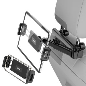 MeeGoo 4.7-13 Inch Car Back Seat Phone Tablet Holder Adjustable Car Headrest Mount 360° Rotation Fold Telescopic Phone Stand