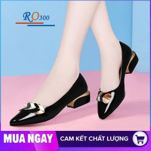 Giày cao gót nữ đẹp đế vuông 2cm hàng hiệu rosata màu đen thời trang cao cấp ro300