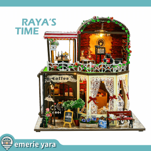 Emerie Yara DIY Miniature Dollhouse Kit - Rayas Time - w/ LED Lights Music Box Dust Cover - Hobby | Craft | Gifts