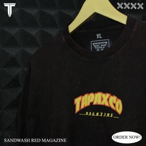 Kaos Oversize T-Shirt Pria Sandwash Red Magezine New Tapax