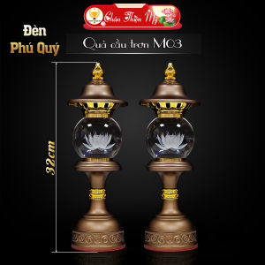Đèn Phú Quý Hợp Kim Pha Lê Cao Cấp CHÂN THIỆN MỸ Vật Phẩm Phong Thủy Trang Trí Bàn Thờ M03