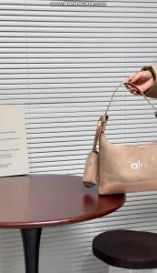 ALO DetachableCoin Pouch Suede Half Moon Yoga Hobo Crossbody Bag Five Vintage Earth Tone Soft PU Adjustable Solid Shoulder Strap Large Capacity Daily Workout Campus Bag