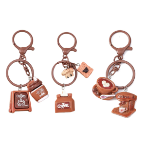 Creative Cake Coffee Machine Keychain Elegant Resin Alloy Design Lightweight Ornament Gift For Birthday Holiday Party