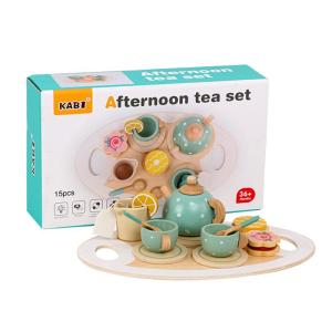 Mainan Budak Perempuan Wooden Kitchen Toys for Kids Girl Ice Cream Tea Set Wooden Tea Set Toy儿童家家酒