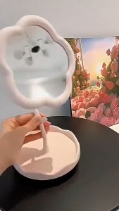 Ins Flower Makeup Mirror Girl Heart RotatableMirror Desktop Desktop Dressing MirrorDormitory Portable COD