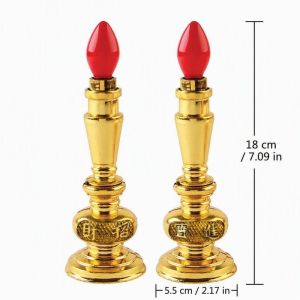 2PSCS LED Electronic Candle Light Candle Holder Set Imitated Copper Plug-in Light Home Table Decor