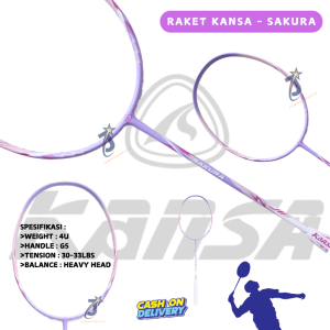 RAKET BADMINTON KANSA SAKURA FUJI 4U MAX 33LBS FULL CARBON MADE IN TAIWAN ORIGINAL
