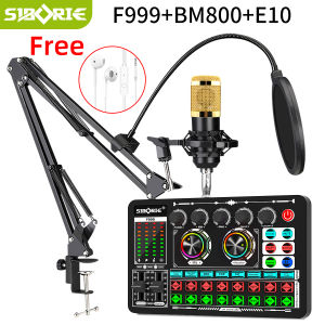 Siborie【Free headset】BM800+F999 sound card FULL SET Cantilever support paket lengkap for Streaming Media