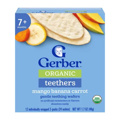 Gerber Organic Mango Banana Carrot Teethers Baby Snack 48G - From 7 Months