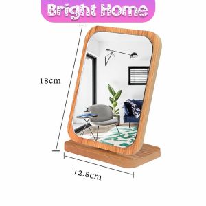 กระจกแต่งฐานพับได้ ปรับองศาได้ มี 2 ขนาดให้เลือก ขอบอัดทำด้วยไม้ Makeup mirror