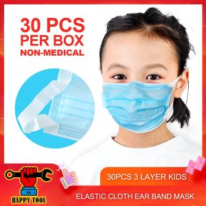 66 Happy Tool Ready Stock 30pcs Disposable 3 ply Children Elastic Cloth Ear Band Non Medical Face Mask