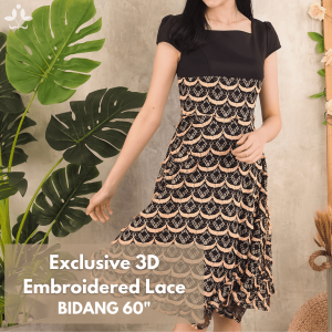 Premium Quality Kain Pasang Bidang 60" Renda Border Lace 3D Eyelash Scallop Embroidered Sulam Timbul Tudung Baju 0.5M