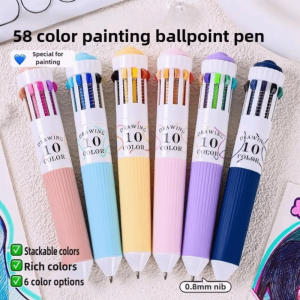 NOBLELUX 3Pcs/Box 10 Color Drawing Ballpoint Pen 0.8mm Colorful Ballpoint Pens Gifts Retractable Colored Pens for Painting Study Marking