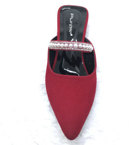 Sepatu Flat Shoes Wanita Mutiara slip on Mules Suede