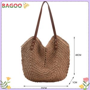 Túi Đi Biển Nữ Khoét Lỗ Dệt Tay Cổ Điển Túi Mua Sắm Đeo Vai Túi Tote Du Lịch Rơm Mùa Hè Phóng Túng Túi Xách Sức Chứa Lớn