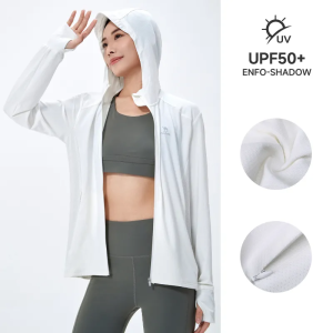 Cameljeans Womens Sports Sun Protection Clothing Spring and Summer Thin Section Icy Skin Clothing Anti-ultraviolet Hooded Jacket Women