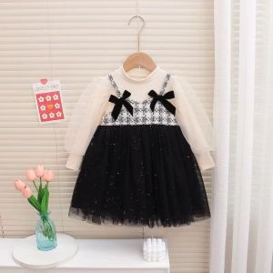 KID FASHON Dress Anak Perempuan Lengan Panjang Katun Polos Tile Pita Rajut O-Neck Premium 1-4 Tahun