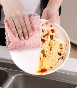 Super Absorbent Thick Double Sided Coral Fleece Cleaning Cloth Kitchen Towel Rug Cloth Micro Fiber