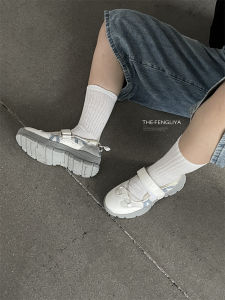 Phiên bản da bò Feng Liya ！ Giày Mary Jane mùa hè mới cho phụ nữ giày đế dày giày đơn với khóa dán giày ballet thoải mái