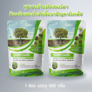 ซุปเปอร์ไตรโค 2 ซอง เชื้อไตรโคเดอร์มา ฆ่าโรคพืช กำจัดเชื้อรา ( ขนาดซองละ 500กรัม ) ปลอดภัย 100 % เหมาะสำหรับพืชทุกชนิด