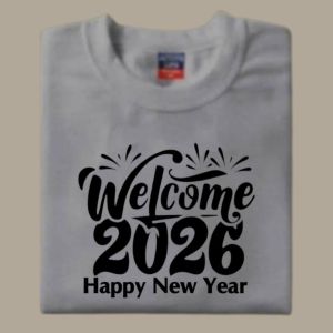 2026 Happy New Year Family Matching T-Shirt 3D Sublimation "Welcome 2026" & Firework Pattern Print Soft Breathable Skin-Friendly Regular Fit Casual Wear for New Year Eve Parties