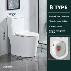Toilet Bowl One Piece Siphonic Dual Flush Water Closet Ceramic Floor Mounted WC