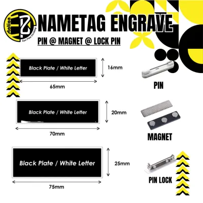 NAMETAG PENJAWAT / NAMETAG ENGRAVE-Pin/Magnet/Pinlock