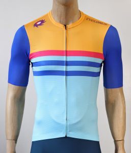 Cyclonus Streak Cycling Jersey - Yellow/Sky Blue