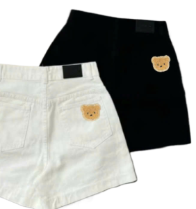 Quần đùi phối gấu đính túi sau lật lai trơn túi trước dành cho nữ size smlxl