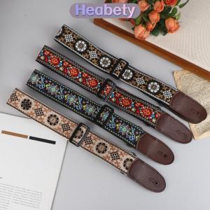 Heabety  Dây Đeo Guitar Bass Cotton Da Thêu dây đeo cổ có thể điều chỉnh dây đeo Điện Acoustic Guitar Bass phụ kiện