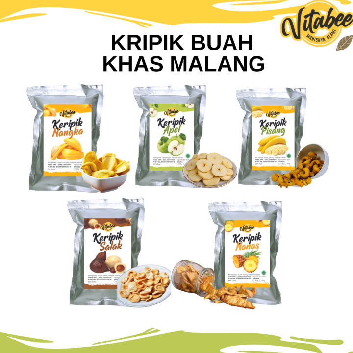 Keripik Kripik Buah Nangka Apel Salak Nanas Mangga Rambutan 100 Gram