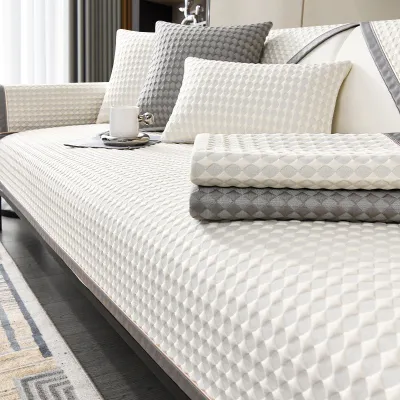New High-End Ice Silk Sofa Cushion Anti-Slip Cover Summer Living Room Leather Combination 1 2 3 4 Seats L-Shaped Customized Machine Washable Cooling Anti-Cat Scratch