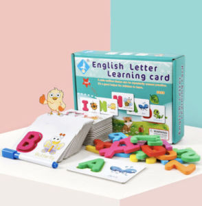 Early Learning Flash Card 3in1 Montessori English Alphabets Kids Learning Wooden Cards ABC Mainan Kad Imbas Budak Budak