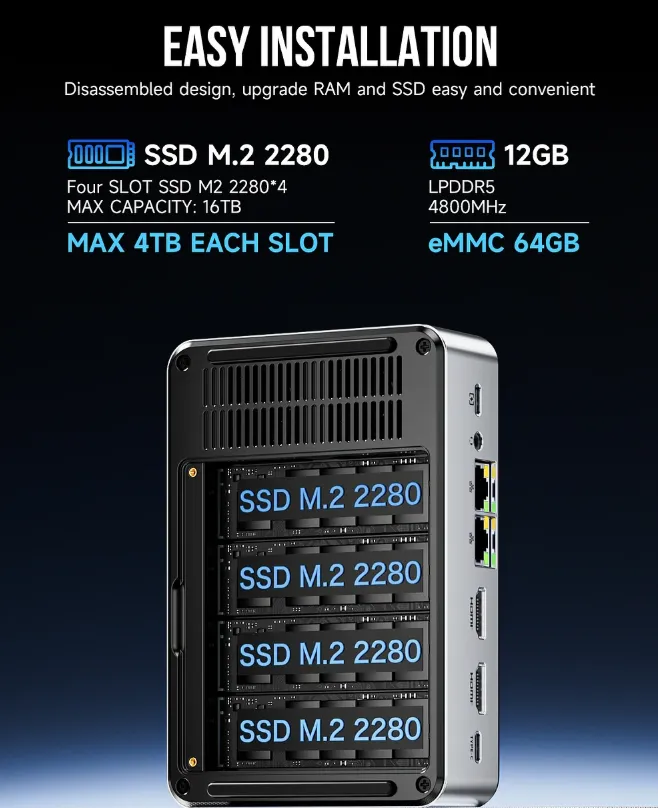 GMKTEC NucBox G9 Intel N150 NAS Mini PC - 12GB RAM, 64GB eMMC, 2TB