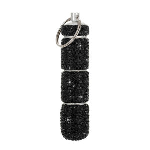 1pc Travel Mini Bling Diamond Pill Bottle Keychain Small Pill Case Organizer Crystal Diamond Medicine Bottle Keychain Pill Box  Reusable for Outdoor Camping