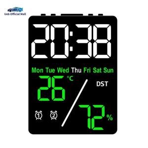 Ueb Official Mall ✪Atomic Clocks with Temperature Indoor Humidity Automatic Dimming Small Desk Clock Digital LED Clocks for Bedrooms Office