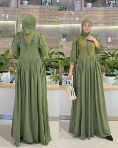 COD - Azizah Dress Ceruty Babydoll Bordir Dress Wanita Terbaru 2024 Kekinian Dress Muslim Viral