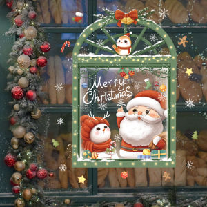 DECAL NOEL – HÍT TĨNH ĐIỆN Dán kính Cửa Sổ Ông Già Noel và Người Tuyết In Sắc Nét-SDJ2310(30*45CM )