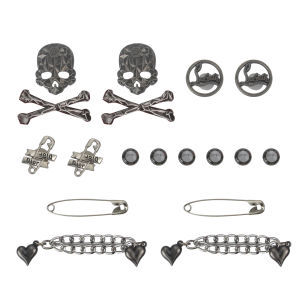 18Pcs/Set Crocs Jibbitz Charms Shoes DIY Removable Metal Pin Rivet Punk Gothic Skull Head Shoe Buckle Clogs Decoration for Crocs