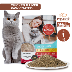 PetMarra Raw Coated Raw Recipe Adult Cat and Kitten Dry Food Beef Oceanfish Chicken Liver 1kg 5kg Collection