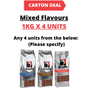 Carton Deal - Brasilia Coffee Beans Mixed Flavours 1kg x 4 units 100% Arabica Coffee Whole Beans